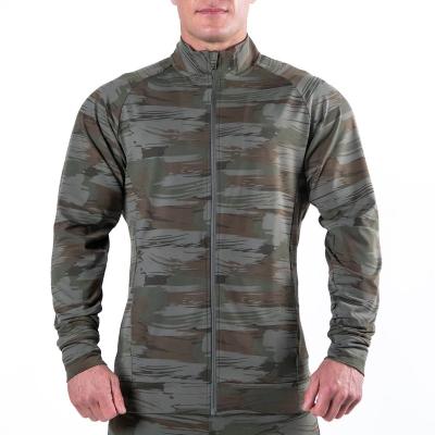 China Custom Design Full Zipper QUICK DRY Logo Fit 4 Way Stretch Canvas Camouflage Mens Casual Bomber Jacket for sale