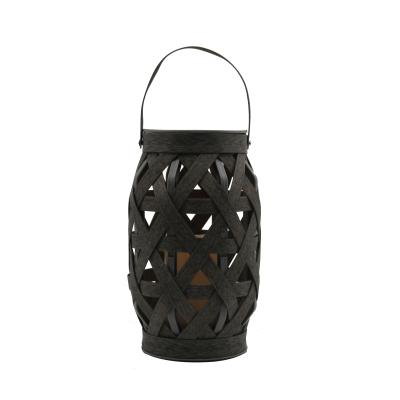 China ECO-frendly New Creative Plastic Hanging Black Weaving Sided Candle Lanterns Plastic Lantern for sale