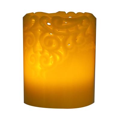 China Flameless Rechargeable Yellow Hollow Out LED Wax Candle Supplier for sale