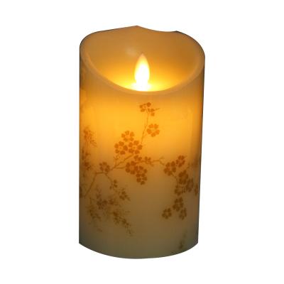 China Flameless Flower Prints Innovative Christmas Decoration LED WAX Candle for sale