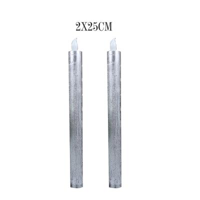 China Wholesale Flameless LED Candle Flameless Candle Set Of 2 With 2XAAA Battery Operated Silver Flicker For Wedding Party Birthday for sale