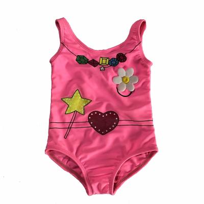 China Breathable Customize UPF 50+ Girls Swimsuit One Piece Vest Bikini Swimwear Beach Wear With Star Flower Printed For Toddler Kids girl age for sale