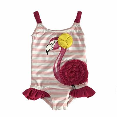 China Breathable Customize UPF 50+ Quick Dry Flamingo Print Ruffle Girls Swimwear Beach One Piece Swimwear For Toddler Kids girl age for sale