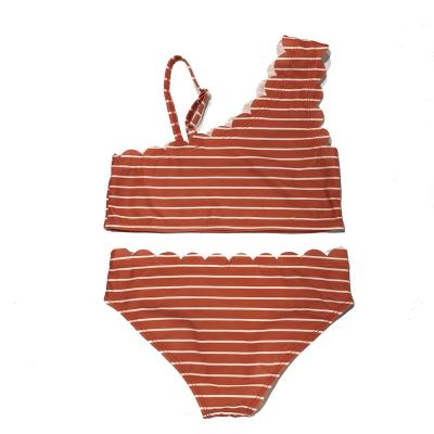 China Breathable Customize Kids 1-Shoulder Girls Swimwear Tankini Swimsuits 50+ Summer Beach Two Piece Swimwear For Girls for sale