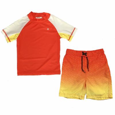 China Breathable Customize Boy UPF 50+ 2-Piece Rashguard And Trunks Swimsuit Set Kids Swimming Clothes Swimsuit Swimwear For Boys Kids for sale