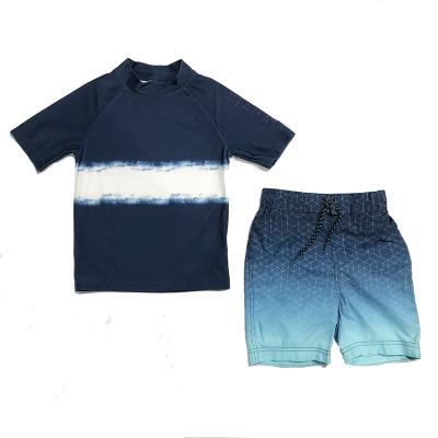 China Breathable Customize Rashguard Boys Set UPF 50+ 2-Piece Short Sleeve Swim Shirt And Trunks Swimsuit Set For Infant Toddler Little Kid for sale