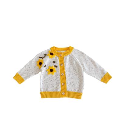 China Solid Breathable Sweater Kids Baby Girls Knit Embroidery Cardigan Sweater Coat Autumn Winter Unisex Clothes for sale