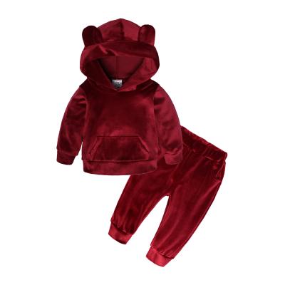 China Wholesale Winter 2021 Baby Clothing Suit Factory Casual Brand New Velvet Hoodie Children's Sports Suit for sale