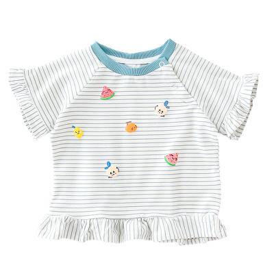 China New Baby Summer Breathable Wholesale Stripe Printing Short Sleeve T-shirt Children T-shirt for sale