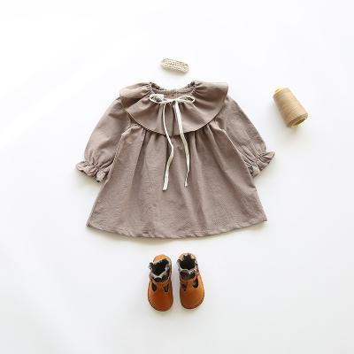 China 2021 breathable child's hot sale girl pleated solid color dress for sale