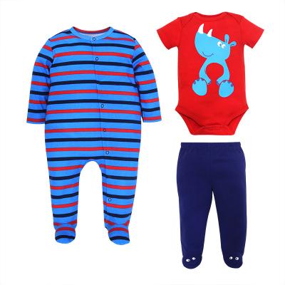 China 3Pcs Baby Anti-Shrink Clothes Sets Infant Outfits Jumpsuit Pants Fashions Rompers Newborn Kids Clothing for sale