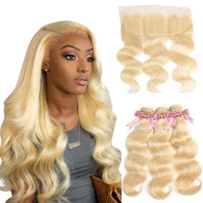 China Wholesale 613 Silky Straight Wave Cuticle Aligned Virgin Hair, Russian Blonde Virgin Hair Bundle, 30 Inch Blonde Brazilian Hair Extension for sale