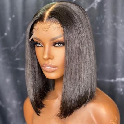 China Deep Wave Bob Wigs Human Hair 13x4 Silky Straight Wave Lace Front Human Hair Wigs Lace Front Virgin Hair Vendor Wig for sale