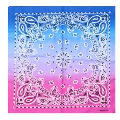 China Muti-function 100% Cotton Square Gradient Tie Dye Cashew Sunflower Paisley Headwear Bandana Scarf for sale