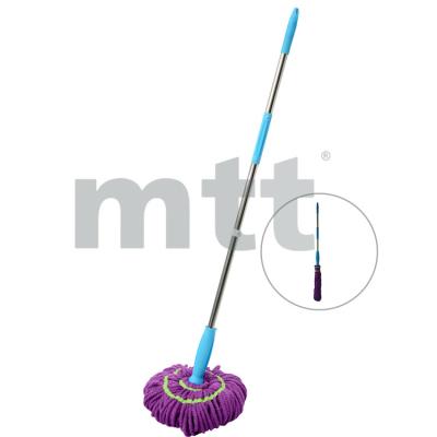 China Durable Self-Wringing Ratchet Twist Broom With Stainless Steel Pole And Removable Washable Mixed Wire Head for sale