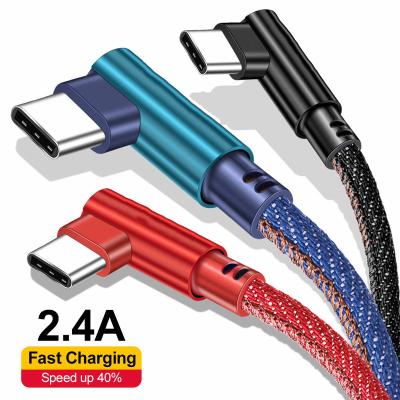 China Fast Charging Cable USB Type C Fast Charging USB C Cable 90 Degree USB-c Charger Data Cord For Samsung Huawei for sale