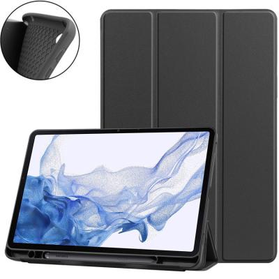 China Shockproof For Samsung Galaxy Tab S8 Ultra 14.6 Smart Tri Folding Case SM-X900 X906 Stand Cover For Galaxy Tab S8 Ultra With Pencil Holder for sale