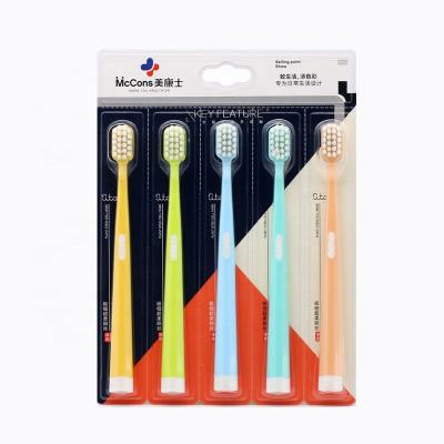 China Household Mccons 5pcs Pack New Design Colorful Handle With 10000 Bristle Toothbrush For Family for sale