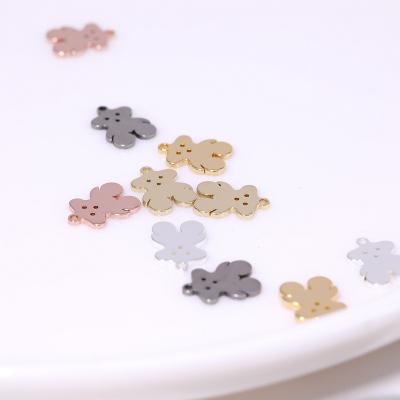 China High Quality Handmade DIY Jewelry Accessories Stainless Steel Material Titanium Steel Color Preserving 14K Gold Bear Pendant Small Pendant for sale