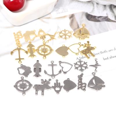 China High Quality Hot Selling 18K Color Now Hanging Accessories Stainless Steel Double Hole Titanium Steel Rings Small Pendant Materials for sale