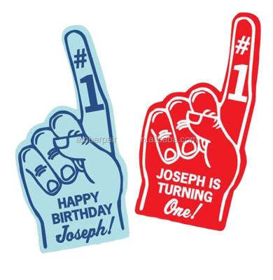 China eco-friendly printable diy custom giant foam finger hand toy for 1st birthday party for sale