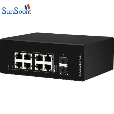 China LACP Sunsoont PoE Industrial Network Switch Brands 10 Port Ethernet Switch OEM 8 PoE Switch Management for sale