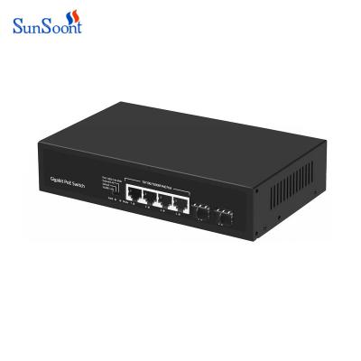 China CCTV Security System Factory Price 6 Port Gigabit Ethernet PoE Switch 4 Port 1000M PoE For Dahua IP Camera for sale