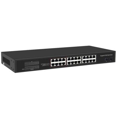 China CCTV Security System Network Ethernet POE Switch 24 Gigabit POE Ports With 2 SFP Port for sale