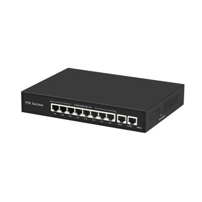 China CCTV Security System 8+2 Port UPLINK Switch 8+2 Network POE/2 1000Mbps Smart PoE Switch for sale