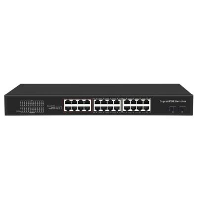 China CCTV Security System 24 Port Gigabit POE Switch with 24 port PoE + 2 gigabit SFP port total power 400W 48v poe switch for sale