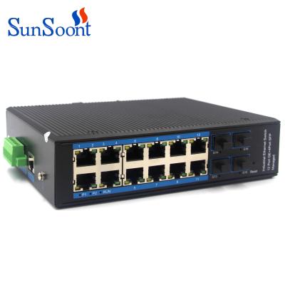 China LACP Sunsoont Layer 2 Ethernet Management 4 SFP Port 12 Gigabit RJ45 Industrial Switch for sale