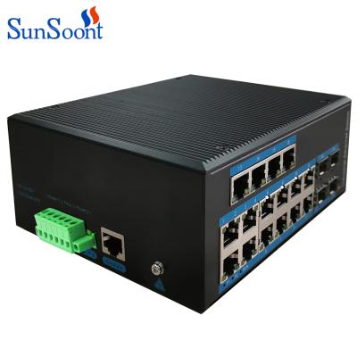 China LACP Sale 10/100/1000mbps 16 Whole Ports Industrial Managed Network Switch Iron Housing for sale