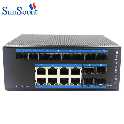 China LACP 8 Port Industrial Gigabit 10/100/1000mbps RJ45 Managed Network Switch With 12 Ports 1.25g SFP Ports for sale