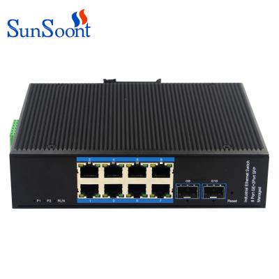 China LACP Network Switch Sunsoont Industrial Full 10/100/1000 Gigabit 8 Port Network Switch Managed for sale