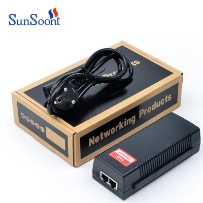 China LACP Sunsoont Poe Power Supply 48V 48v POE Injector 2 PoE PORT Switch 30W 60W for sale