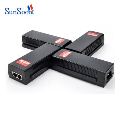 China LACP Sunsoont OEM Single port 48V 15W 30W 100Mbps input AC100-240V poe passive injector for sale