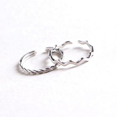 China Hiphop Simple Design 925 Sterling Silver Open Adjustable Twist Ring Set for sale