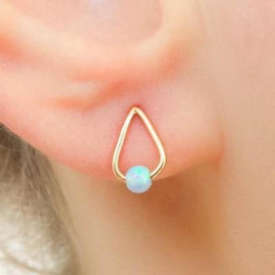 China FASHIONABLE Cute Handmade Jewelry Triangle Opal Gemstone Beads Earring For Girls LYE0434 for sale