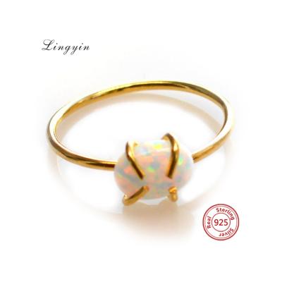 China LYR0329 Cheap Romantic Opal Claw Ring 925 Sterling Silver Jewelry 18k Gold Ring Wholesale for sale