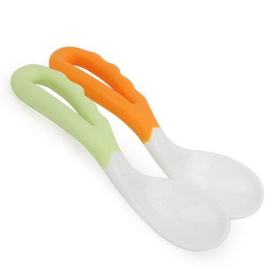 China Free BPA Factory Direct Selling Material Safety Food Grade Silica Gel Early Baby Training Self-Feeding Spoon For Kids Baby Spoon for sale