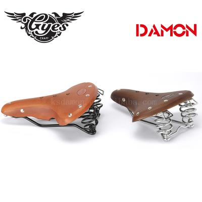 China Retro Men's 100% Taiwan Gyes GS-07 Cowhide Road Bike Leather Riveted Saddle for sale