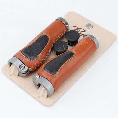 China Retro Gyes G-726U Retro Gyes G-726u High Quality Cow Bicycle Leather Handlebar Grips for sale