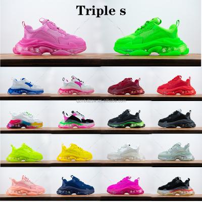 China Shoes Famous Luxury good quality brand fashion trend designer original triple S shoes runner balanciaga crystal sneakers for women men triple for sale