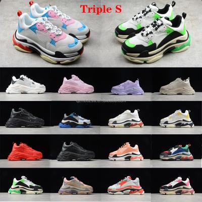 China High quality luxury clear sole platform men's shoes fashion trend white women's black men's sneakers balanciaga triple s shoes for sale