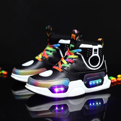 China Anti-odor the new trend of 2021 rechargeable battery cable light children's leisure sports shoes for sale