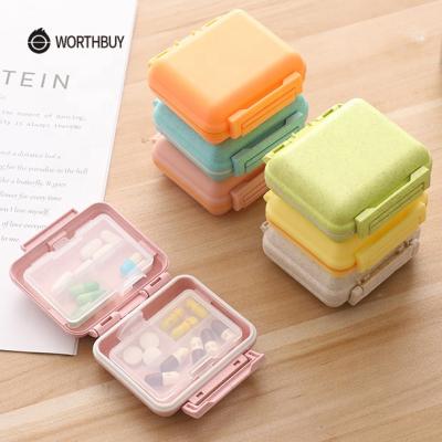 China WORTHBUY 6 Wheat Straw WORTHBUY 6 Grid Wheat Straw Wheat Pill Case Portable Daily Medicine Box Home Pill Storage Container Travel Pill Organizer for sale