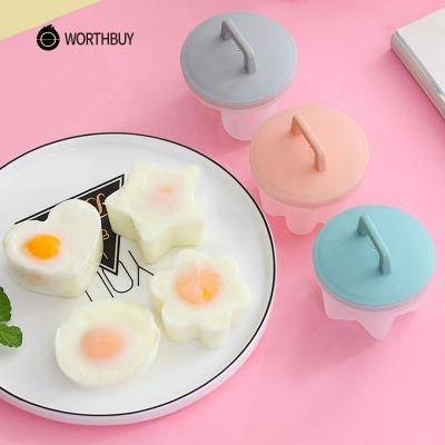 China Viable Creative Design 4 Pcs/Set Plastic Egg Poacher Boiler Kitchen Egg Cooker Tools Egg Mold Shape Maker With Lid Brush for sale