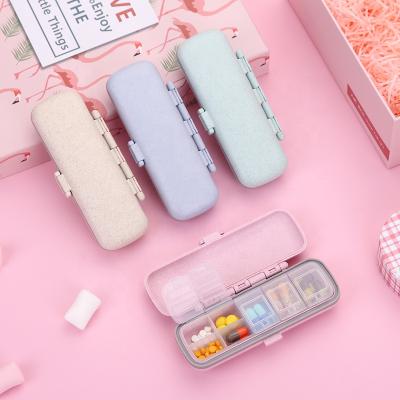 China Daily Wheat Straw WORTHBUY Wheat Straw Material Weekly Portable Medicine Box Pill Case Kitchen Storage Container Pill Organizer for sale