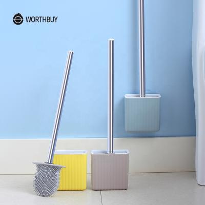 China WORTHBUY NEW Design Hygiene Silicone TPR Toilet Bowl Wall Mounted Modern Wall Mounted Bathroom Cleaning Brush With Holder for sale