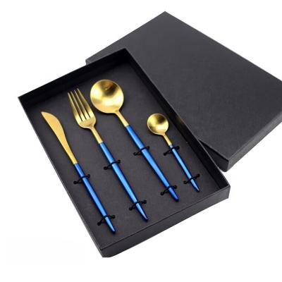 China Jieyang Tableware Restaurant Flatware Set Stainless Steel Metal Gold Plated Luxury Gold Plated Camping Cutlery Set For Wedding for sale